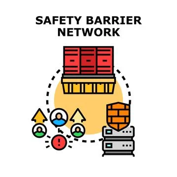 Safety barrier network protecting digital data and users 스톡 일러스트