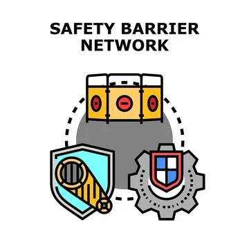 Safety barrier network protecting system security concept Stock Illustration