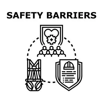 Safety barriers concept protecting workers and health Stock Illustration