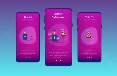 Safety battery app interface template. Ilustração Stock