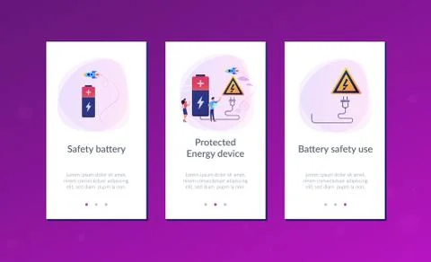 Safety battery app interface template. Ilustração Stock