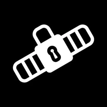 Safety belt icon. Solid white pictogram on black background. Vector illustration Illustrazione stock