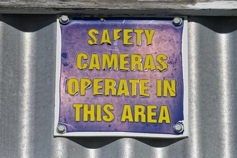 Safety Cameras Operate In This Area warning sign Stock Photos