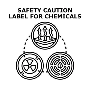 Safety caution label for chemicals concept icon Stock Illustration