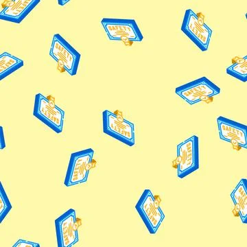 Safety certification isometric icon seamless pattern Stock Illustration