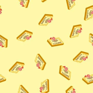 Safety certification isometric icon seamless pattern Stock Illustration
