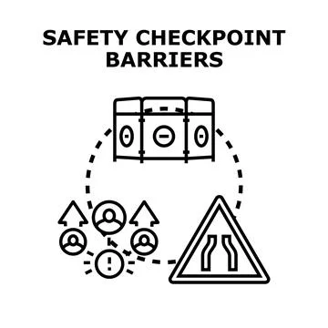 Safety checkpoint barriers implementing secure control access Stock Illustration