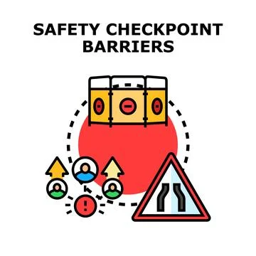 Safety checkpoint barriers implementing secure control access Stock Illustration