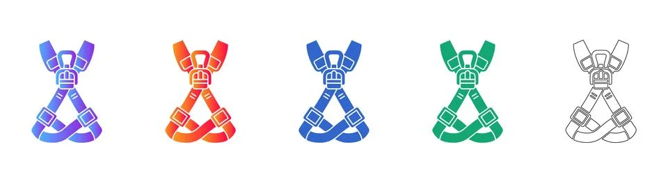 Safety Climbing Harness Vector Set Stock Illustration