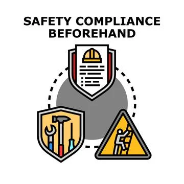 Safety compliance beforehand protecting workers and industrial tools Stock Illustration