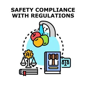 Safety compliance with regulations flat vector concept Stock Illustration