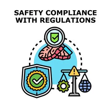 Safety compliance with regulations flat vector concept Stock Illustration