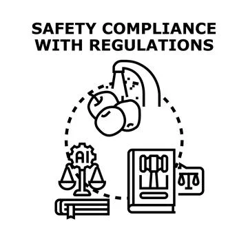 Safety compliance with regulations flat vector concept Stock Illustration
