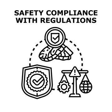 Safety compliance with regulations flat vector concept Stock Illustration