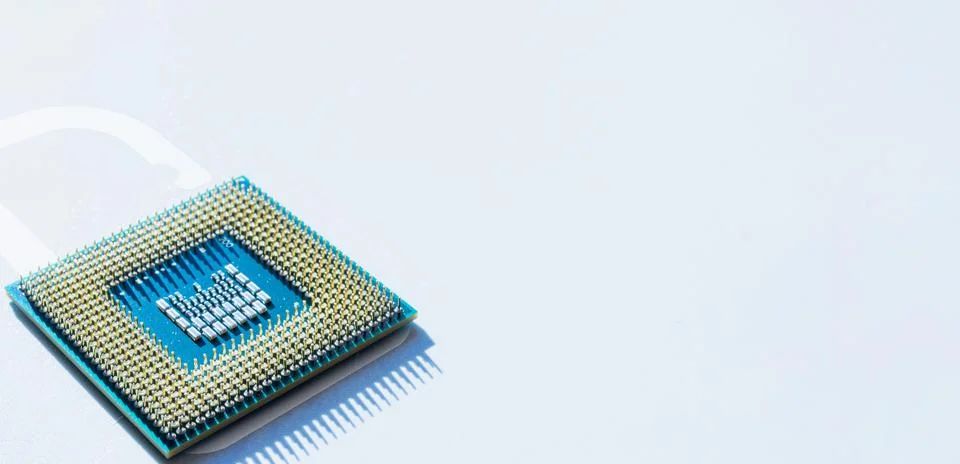 Safety computer. Network digital security technology with computer processor  스톡 사진