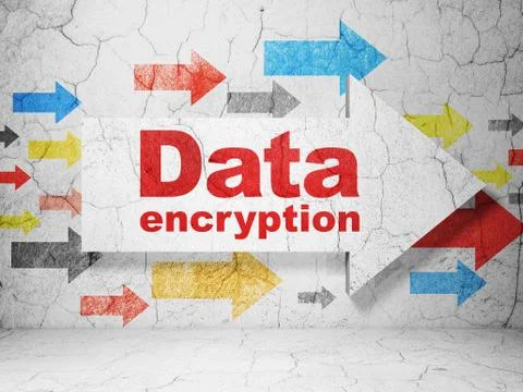 Safety concept: arrow with Data Encryption on grunge wall background Stock Illustration