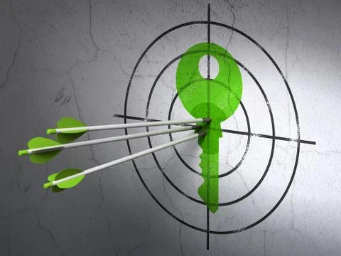 Safety concept: arrows in Key target on wall background Stockillustratie