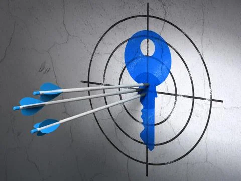 Safety concept: arrows in Key target on wall background Stockillustratie