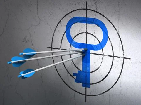 Safety concept: arrows in Key target on wall background Stockillustratie