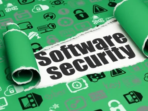 Safety concept: black text Software Security under the piece of  torn paper Stock Illustration