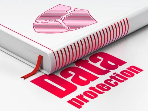 Safety concept: book Broken Shield, Data Protection on white background Stockillustratie