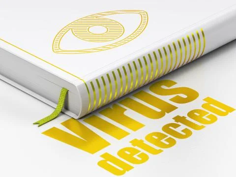 Safety concept: book Eye, Virus Detected on white background Stock Illustration