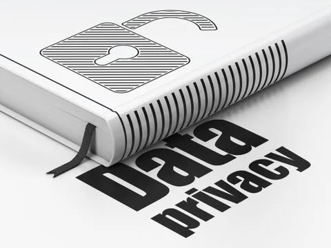 Safety concept: book Opened Padlock, Data Privacy on white background Stock Illustration