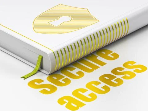 Safety concept: book Shield With Keyhole, Secure Access on white background Stock Illustration