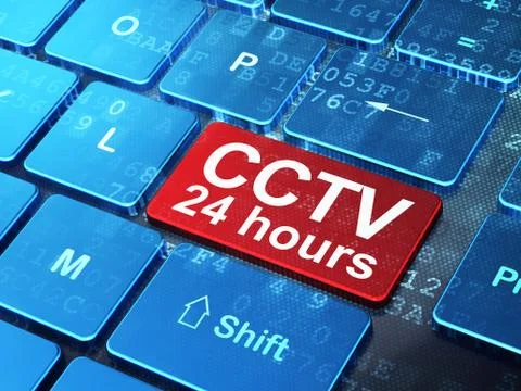 Safety concept: CCTV 24 hours on computer keyboard background イラスト素材