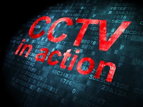 Safety concept: CCTV In action on digital background Stock Illustration