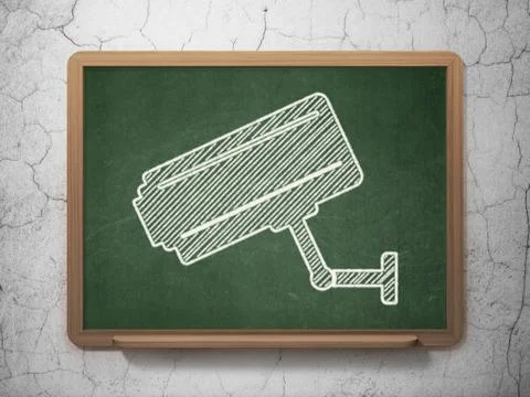 Safety concept: Cctv Camera on chalkboard background 스톡 일러스트