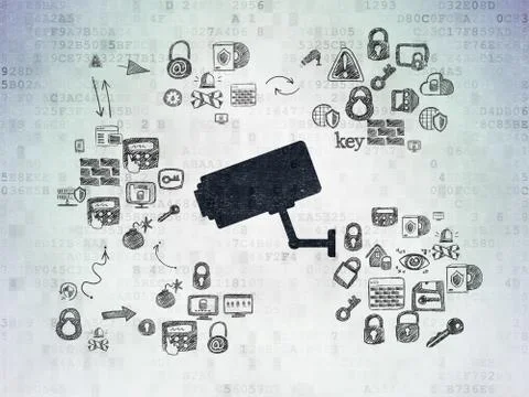 Safety concept: Cctv Camera on Digital Paper background Stock Illustration