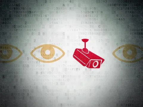 Safety concept: cctv camera icon on Digital Data Paper background 스톡 일러스트