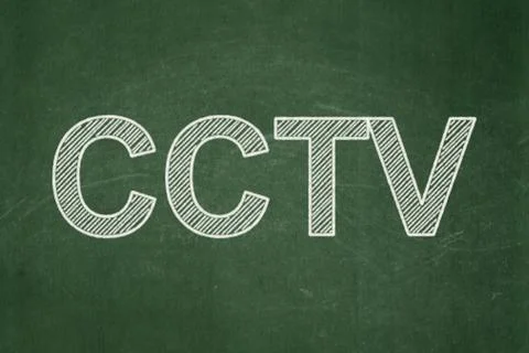 Safety concept: CCTV on chalkboard background 库存插图
