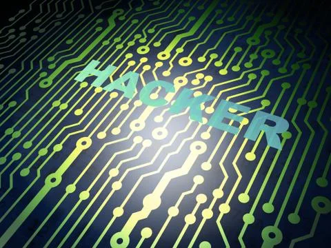 Safety concept: circuit board with Hacker イラスト素材