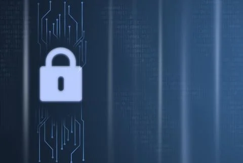 Safety concept. Closed Padlock on digital background Illustrazione stock