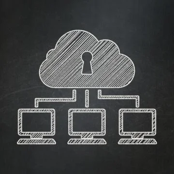 Safety concept: Cloud Network on chalkboard background Stock Illustration