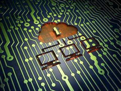 Safety concept: Cloud Network on circuit board background Stock Illustration