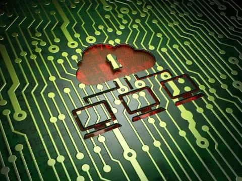 Safety concept: Cloud Network on circuit board background イラスト素材