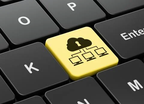 Safety concept: Cloud Network on computer keyboard background Stock Illustration