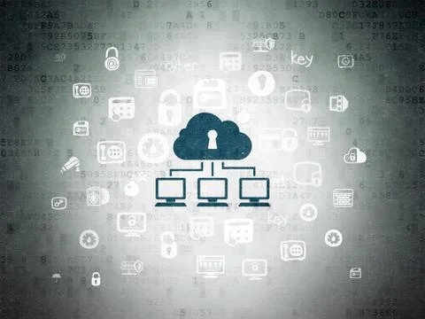 Safety concept: Cloud Network on Digital Paper background Stock Illustration