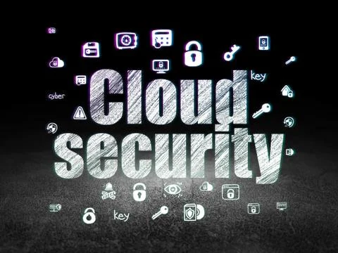 Safety concept: Cloud Security in grunge dark room イラスト素材