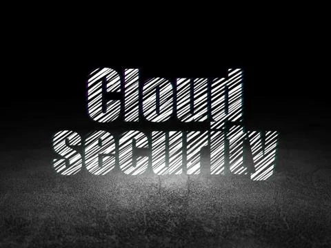 Safety concept: Cloud Security in grunge dark room Illustrazione stock