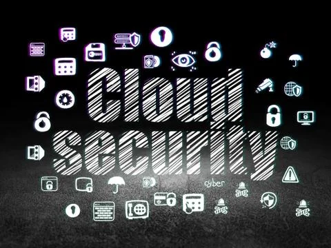 Safety concept: Cloud Security in grunge dark room Stock Illustration
