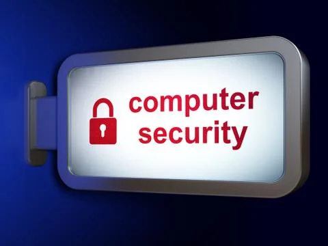 Safety concept: Computer Security and Closed Padlock on billboard background Stock Illustration
