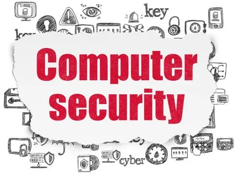 Safety concept: Computer Security on Torn Paper background Illustrazione stock