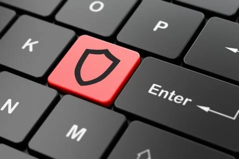 Safety concept: Contoured Shield on computer keyboard background イラスト素材