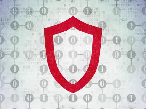 Safety concept: Contoured Shield on Digital Paper background Illustrazione stock