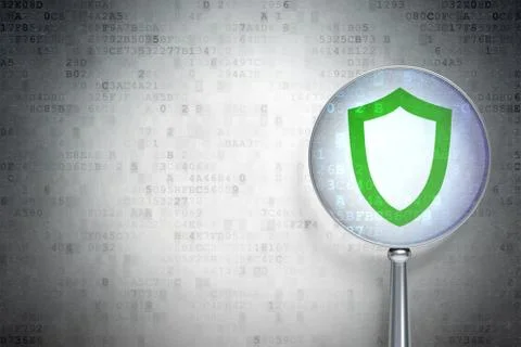 Safety concept: Contoured Shield with optical glass on digital Illustrazione stock