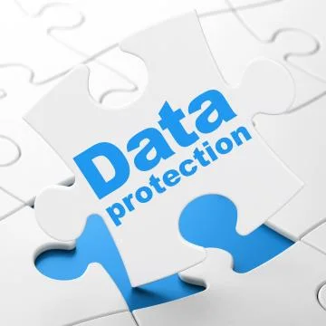 Safety concept: Data Protection on puzzle background Stock Illustration